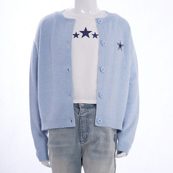 

Детский комплект: кардиган с вышивкой и топ Mini Society, White Blue