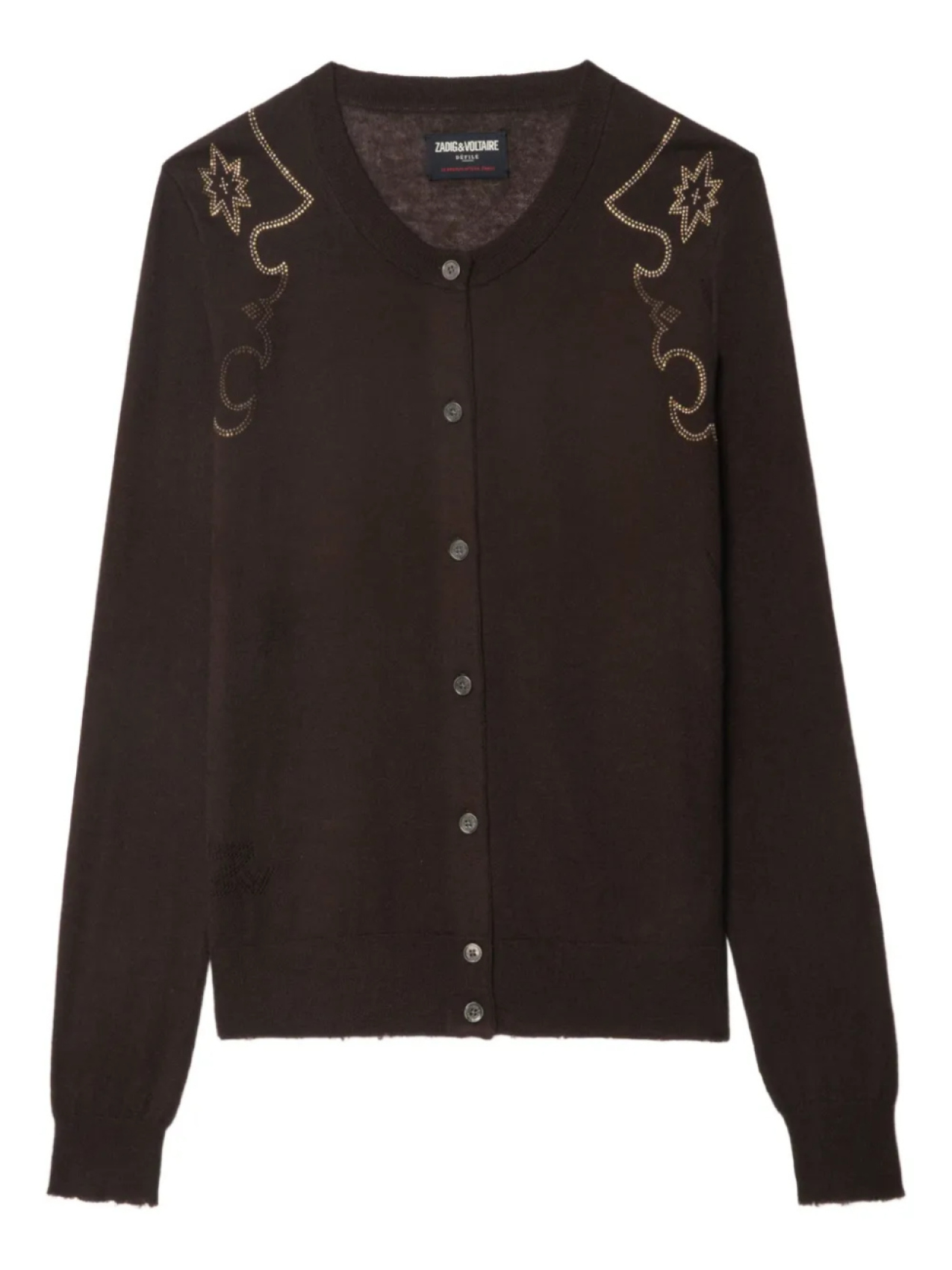 

Кашемировый кардиган с декором Zadig&Voltaire, коричневый