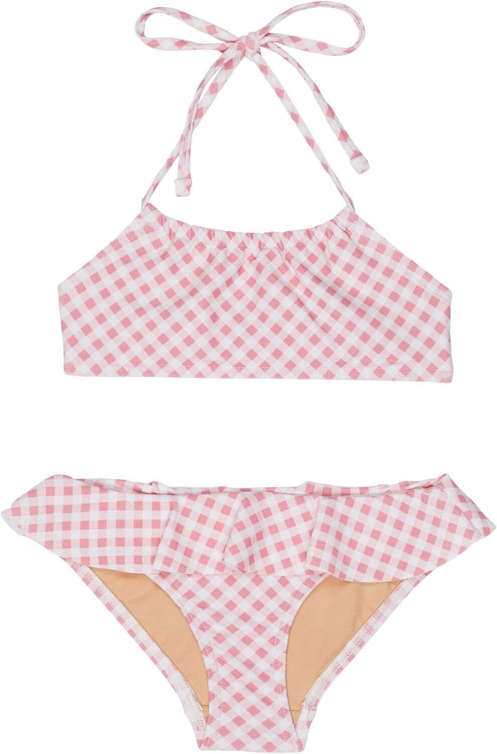 

Купальник Toobydoo Gingham Ruffle Bandeau Bikini, розовый