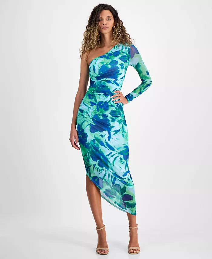 

Женское асимметричное миди-платье Quinn Floral с сетчатыми вставками RACHEL Rachel Roy, зеленый