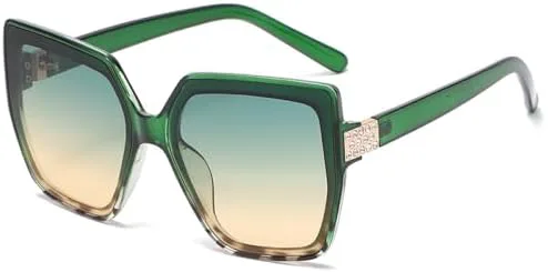 

Модные квадратные солнцезащитные очки с градиентным переходом цвета для женщин, 2026 год, с бриллиантовой отделкой, солнцезащитные очки UV400 MTZJH, Green