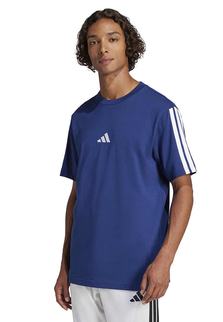 Футболка, три полоски, Essentials, Adidas, белый/темно-синий
