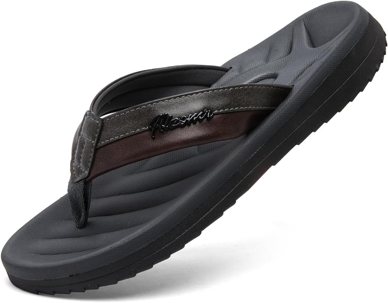 

Мужские шлепанцы сандалии повседневные удобные вьетнамки для мужчин, летние пляжные шлепки, легкая противоскользящая обувь с мягкой подушкой и поддержкой свода стопы Rikanr, серый