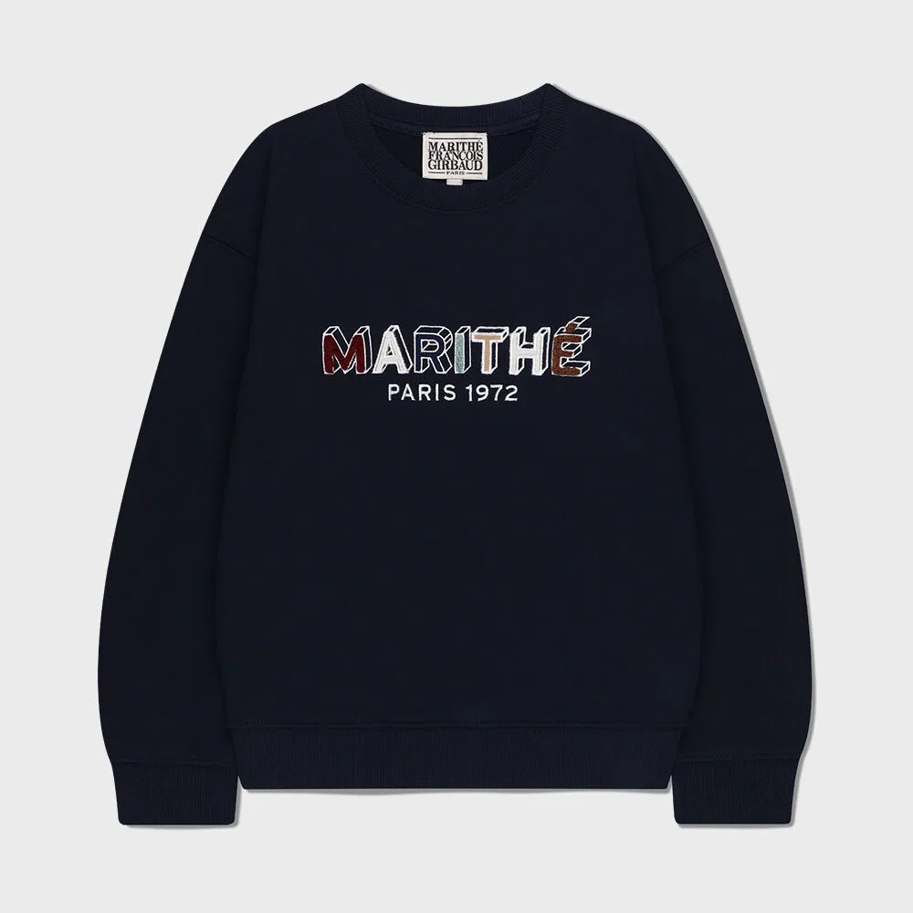 Детский свитшот с пэчворком тёмно-синий от Marithé Kids — фото 2