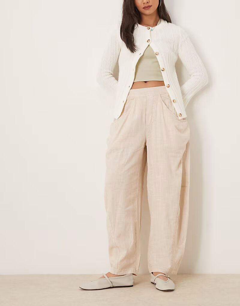 

Брюки-бочонки Free People High Road цвета березовый бежевый