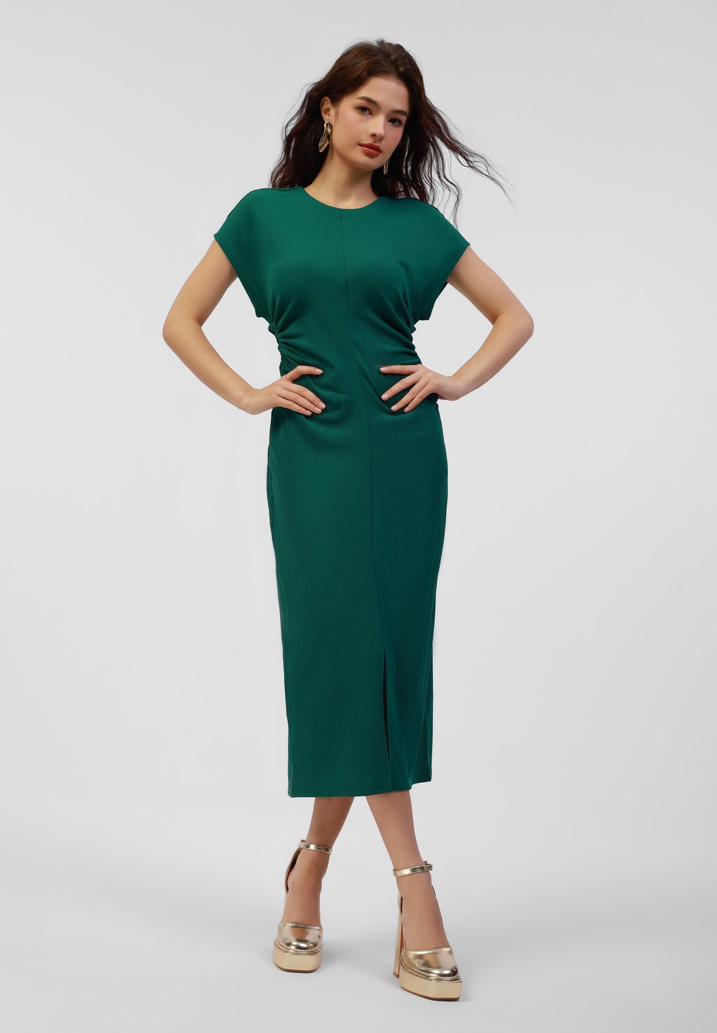 

Платье-трансформер CAP SLEEVE DRESS WITH CUT OUT DETAILS Even&Odd, сине-зеленый