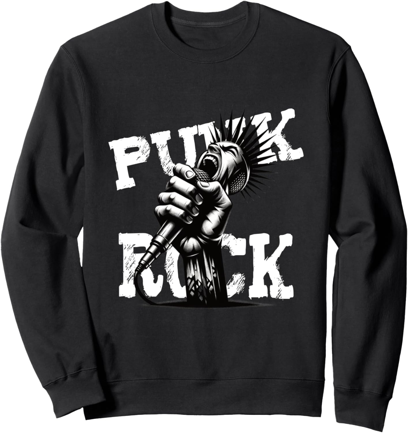 

Панк-мотив - Толстовка с панк-рок-цитатами и изображением панков Statements And Punk Quotes, черный