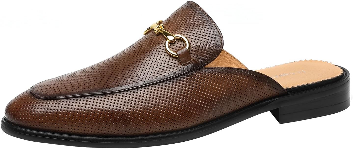 

Мужские мокасины ELANROMAN без задника из натуральной кожи с пряжкой в виде лошади, коричневый