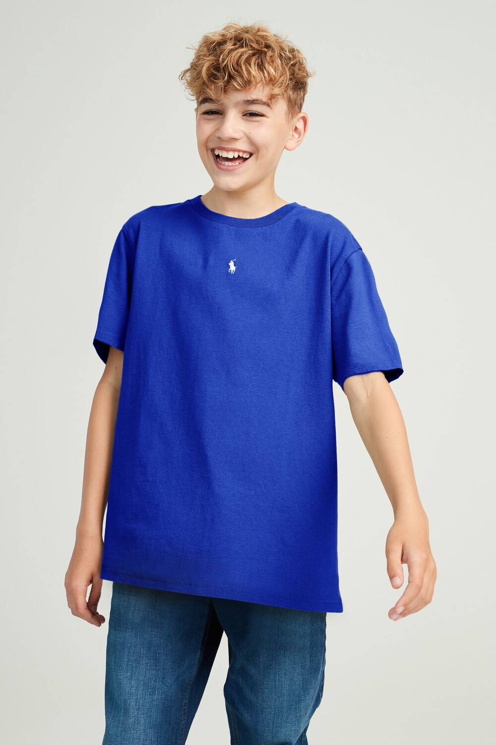 

Футболка для мальчика с небольшим логотипом в виде хвостика Polo Ralph Lauren, синий