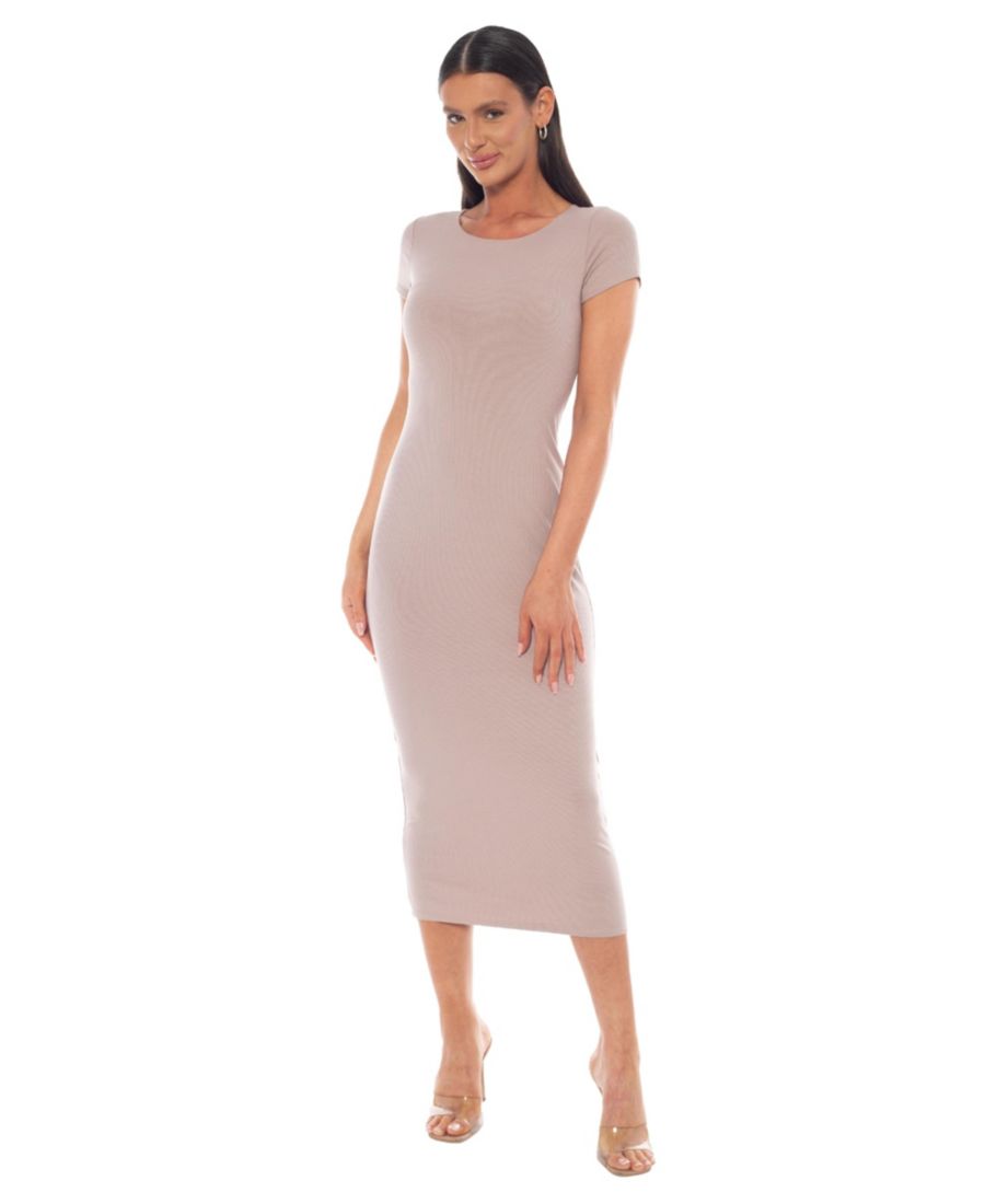 

Женское макси-платье-футболка в рубчик Bebe, Blush