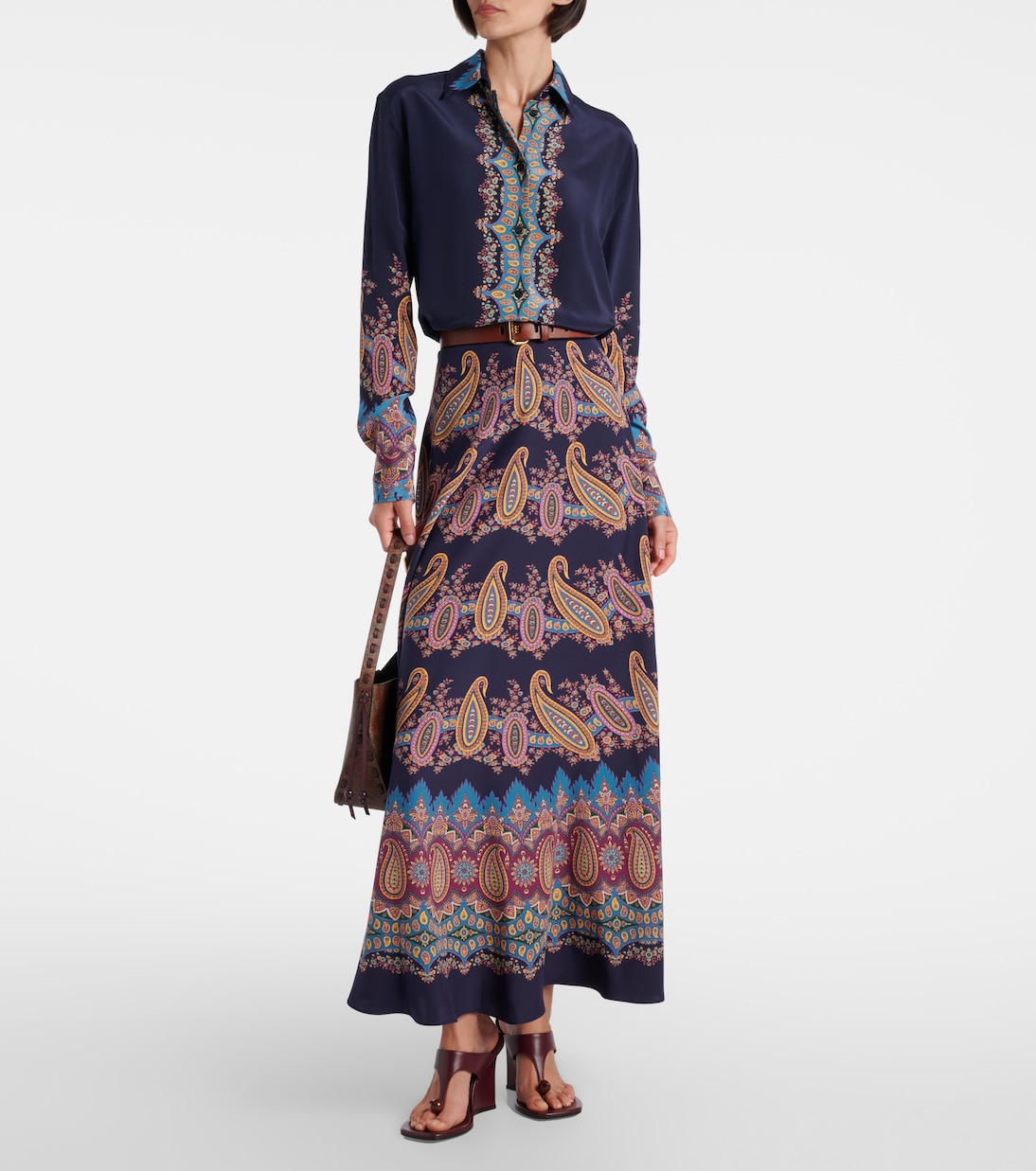 Шелковая макси-юбка с узором пейсли Etro, Stampa F.Do Blu — фото 2