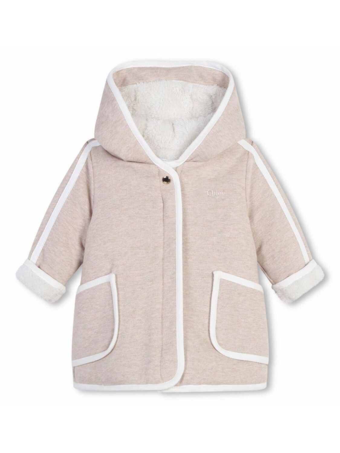 

Chloé Kids пуховик с капюшоном, нейтральный цвет