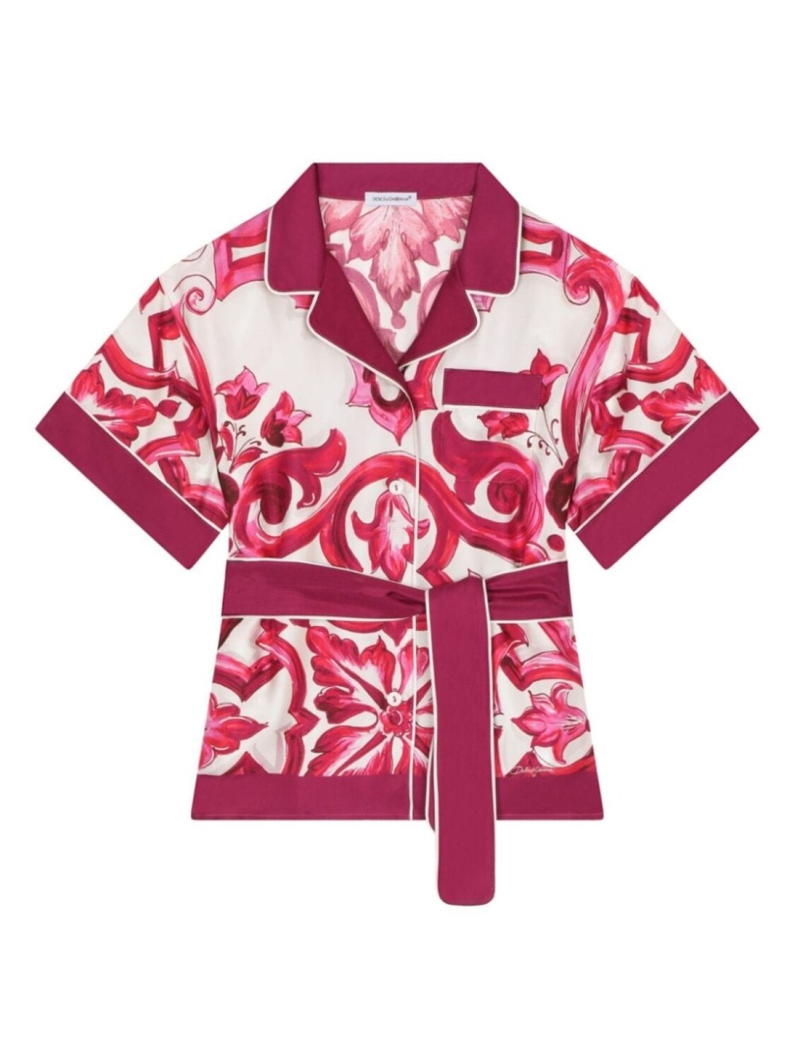 

Dolce & Gabbana шелковая рубашка с принтом Majolica, белый