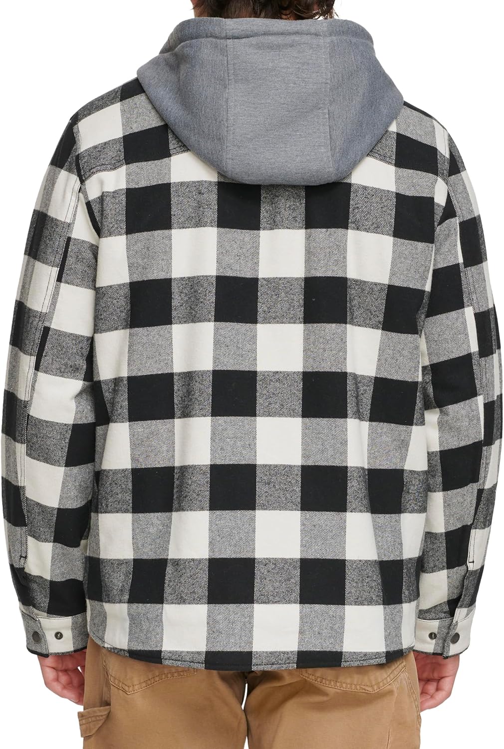 Мужская клетчатая куртка-рубашка Levi's с капюшоном и подкладкой из шерпы (стандартные размеры, большие и высокие), White Black Buffalo Plaid — фото 3