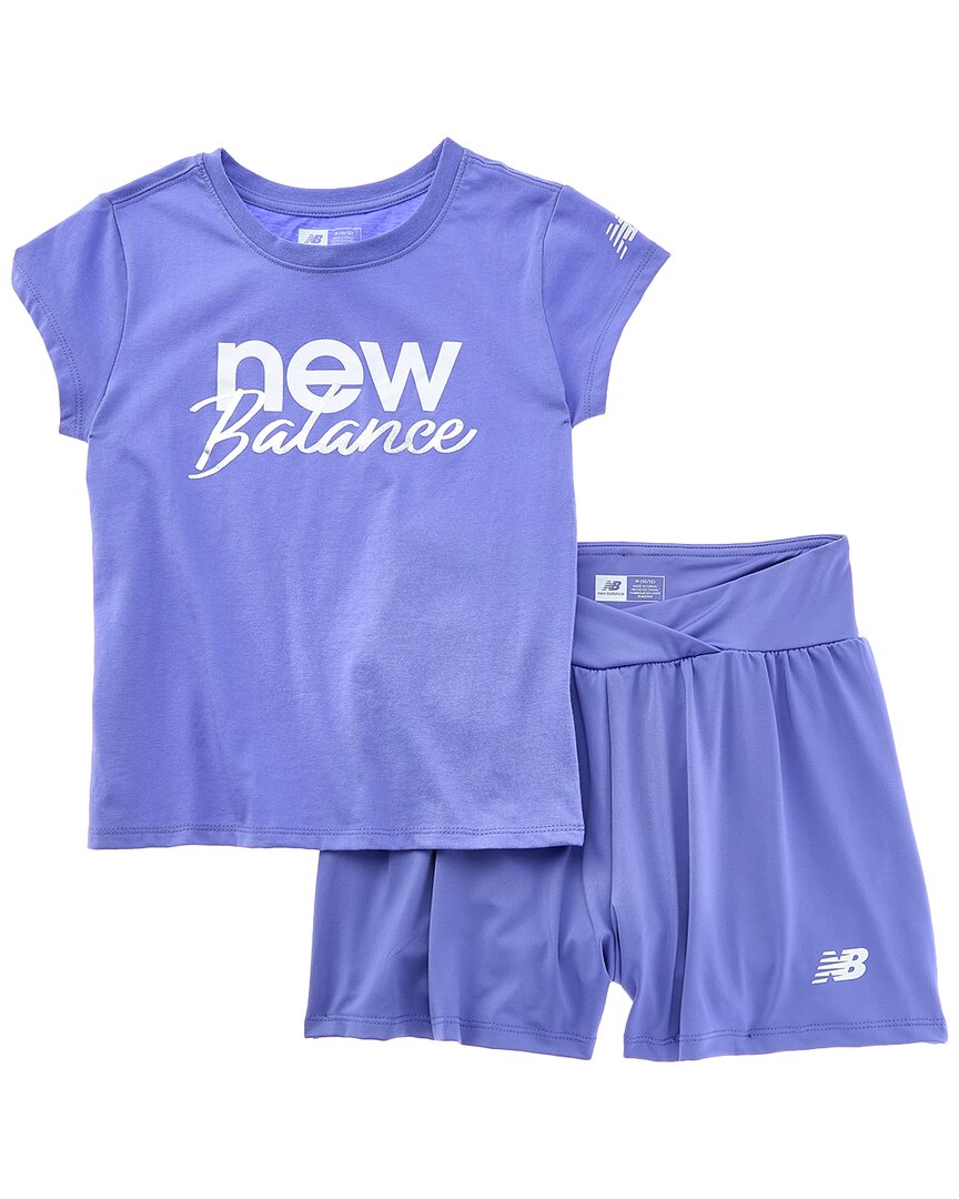 

New Balance Комплект из футболки и шорт, фиолетовый