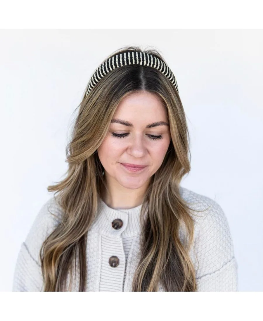 Headbands of Hope Классическая женская мягкая повязка на голову из веревки - черная слоновая кость — фото 4