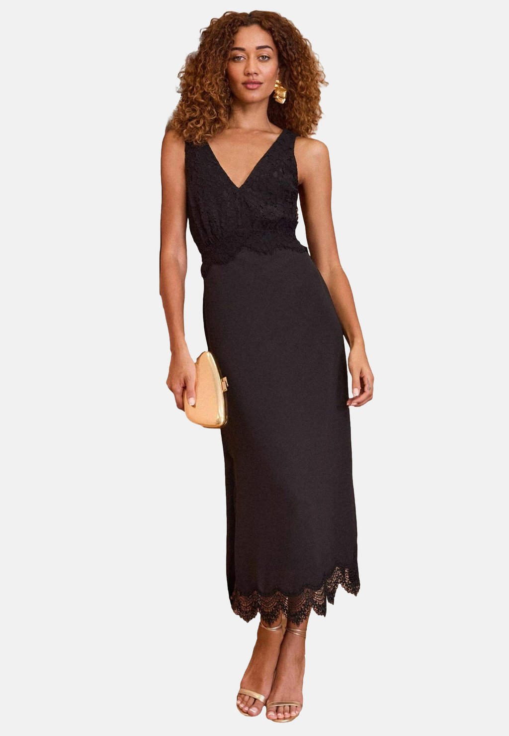 

Повседневное платье REGULAR FIT - V-NECK LACEBODICE MIDI Love & Roses, черный