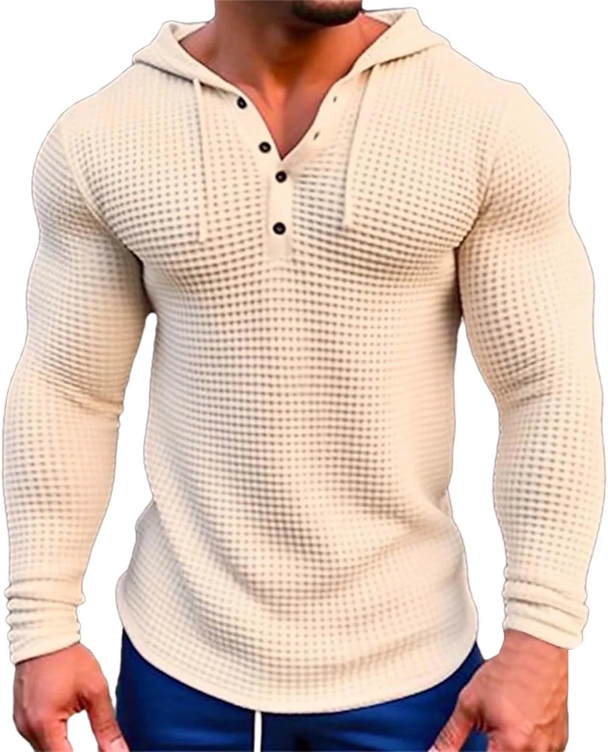 

Мужская худи с вафельной вязкой и застежкой хенли PETCDIM