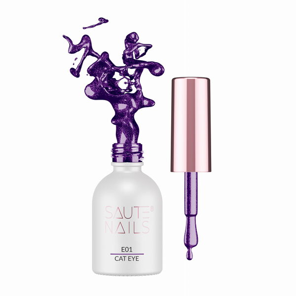 

Гибридный лак e01, 8 мл Saute Nails Cat eye effect, цвет e01