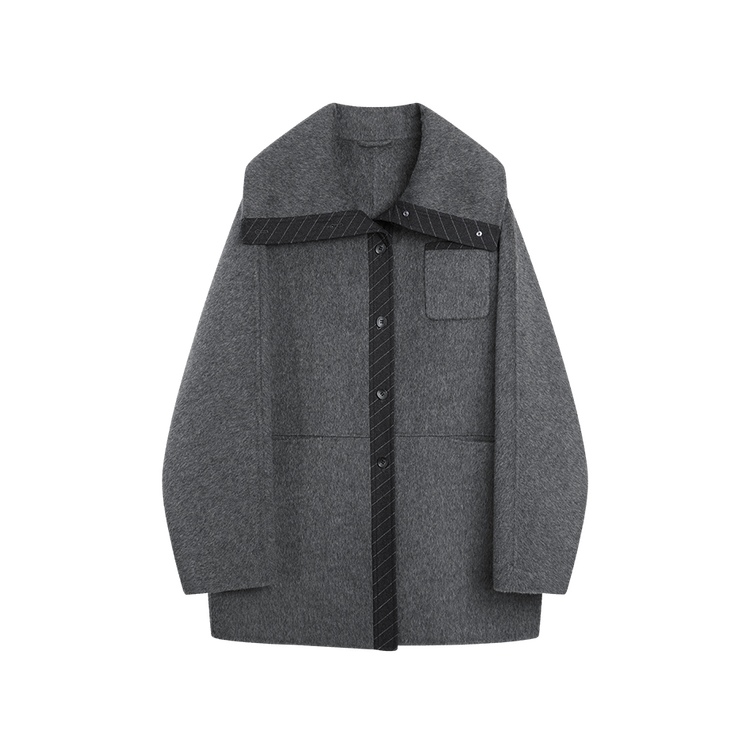

ELLE Пальто женское Medium Gray Lapel утепленное прямое