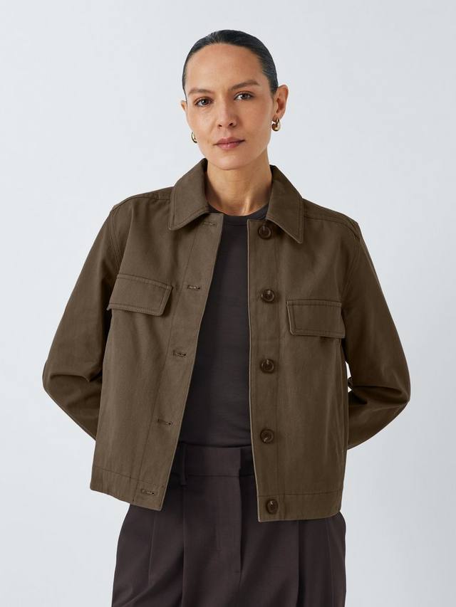 

Куртка из хлопчатобумажной саржи John Lewis, хаки