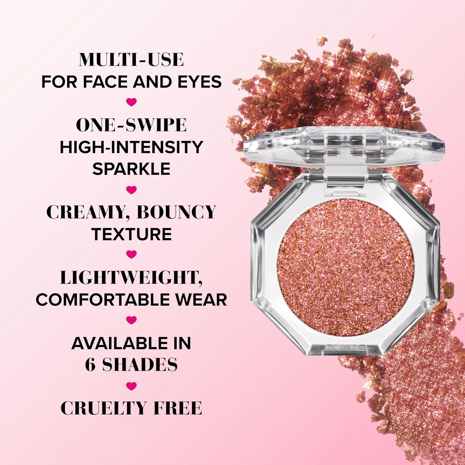 Too Faced Disco Crush High Shine Glitter Многофункциональный блеск для глаз и лица | Кремовый, переливающийся, мультихромный блеск для лица и теней, 0,05 унции, 01 Fairy Dust (Opalescent Platinum Sparkle) — фото 3