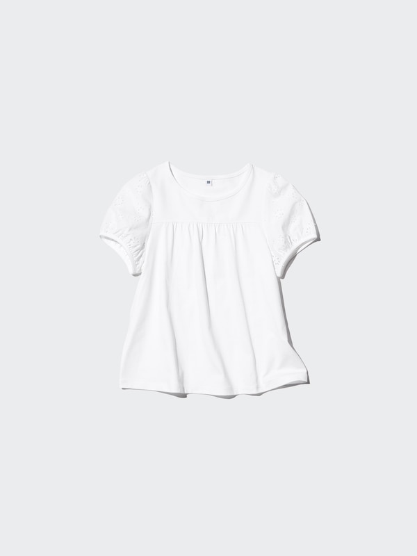 Футболка с объемными рукавами (вышивка) Uniqlo, 70 light purple — фото 4