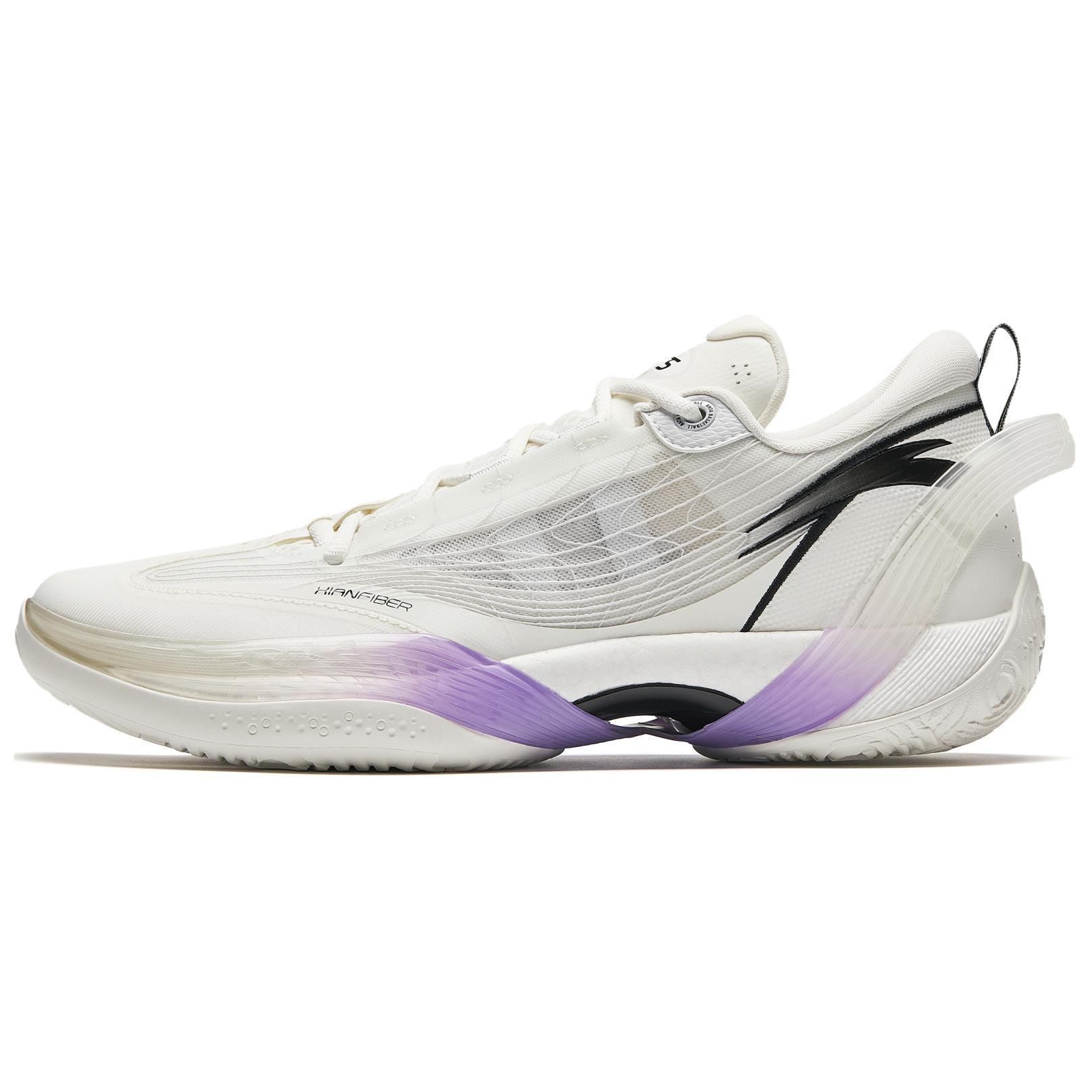 

ANTA Трехточечные баскетбольные кроссовки Rain1.0 Shock Absorbers с противоскользящей подошвой мужские низкие бело-фиолетовые, цвет White Purple