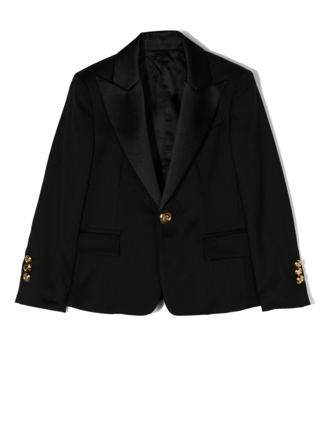 

Balmain Kids однобортный блейзер из необработанной шерсти, черный