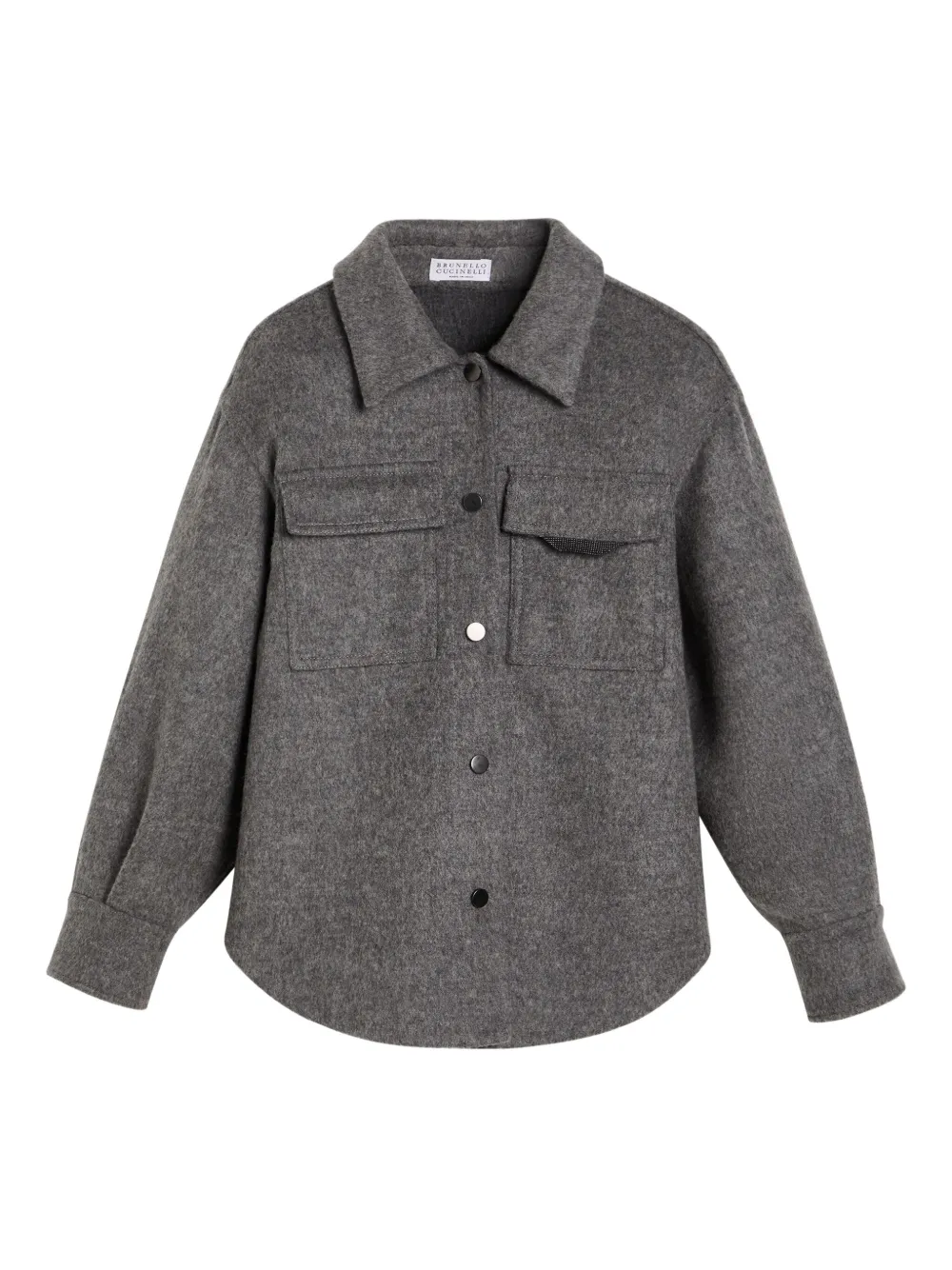 

Шерстяная рубашка с карманом Brunello Cucinelli Kids, серый