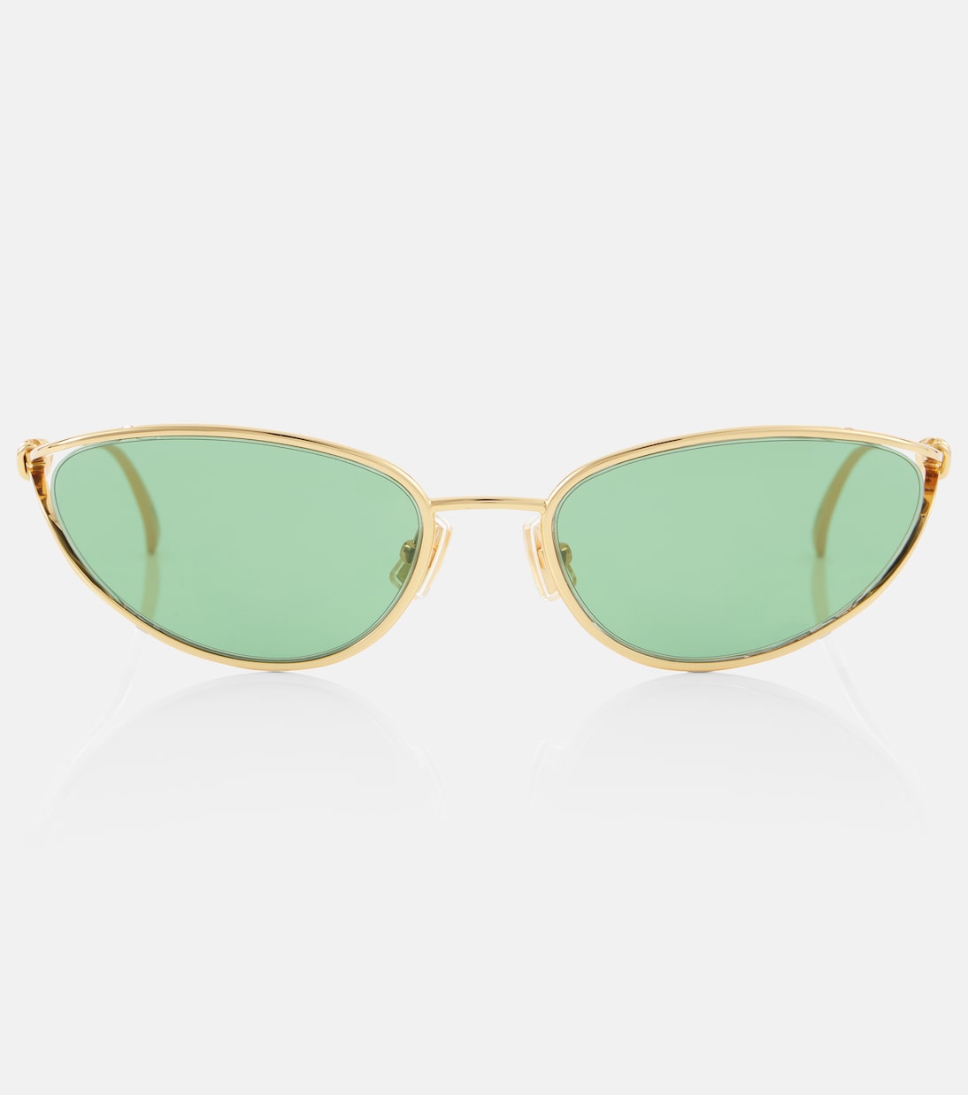 

Кошачий глаз солнцезащитные очки с узлом Bottega Veneta, Gold-Gold-Green