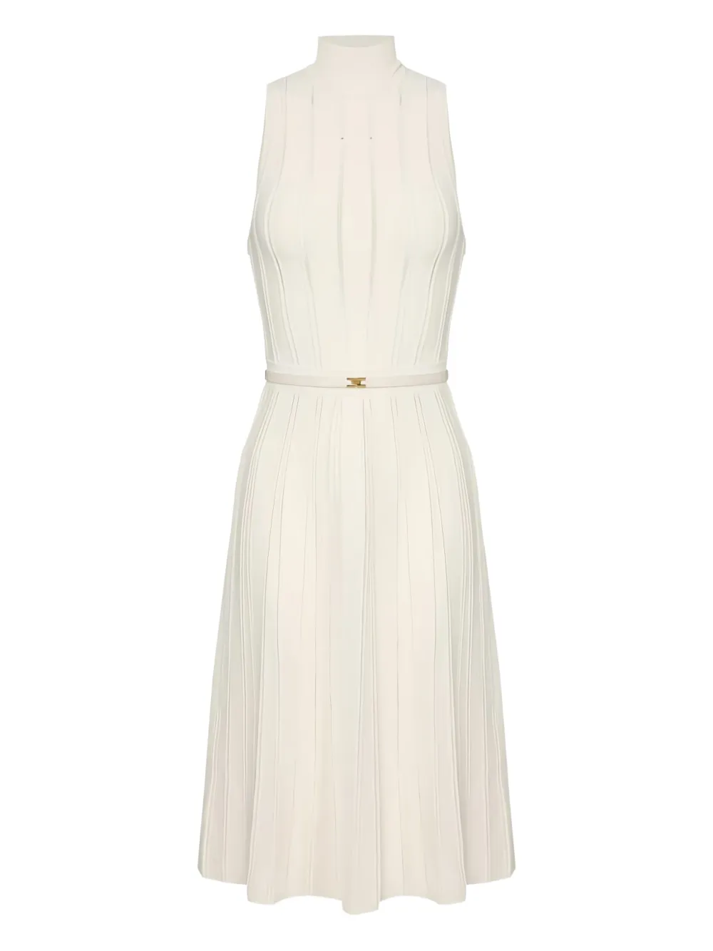 

Вязаное миди-платье с высоким воротом и ажурным узором Elisabetta Franchi, нейтральный