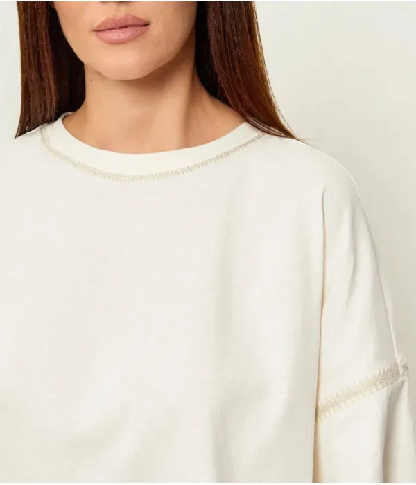 Футболка C_Вязание крючком cropped fit Boss Orange, экрю — фото 4