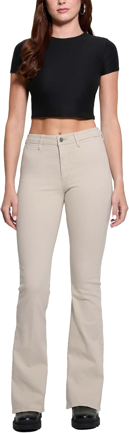 

GUESS Женские джинсы Eco Belle с высокой посадкой и расклешенным низом, Pearl Oyster Multi