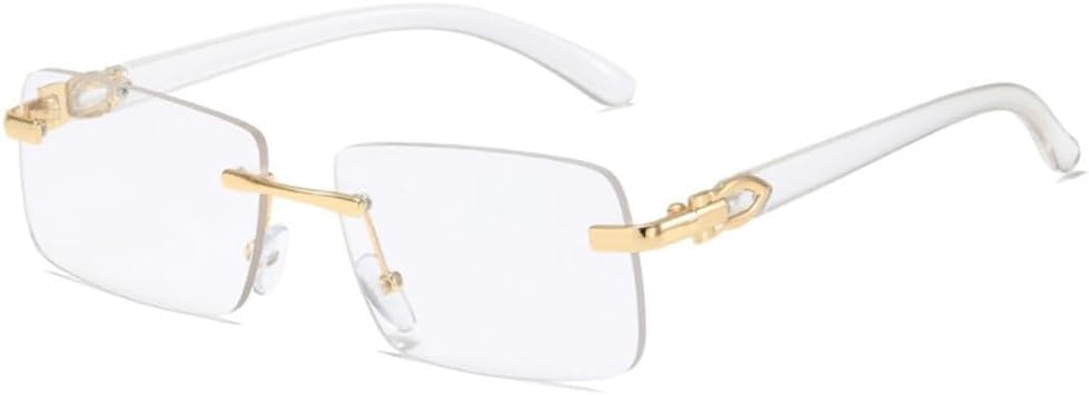 

Модные прямоугольные солнцезащитные очки без оправы для женщин, ретро-очки для мужчин, роскошные очки с защитой от УФ-излучения UV400 и градиентным переходом цвета, SUN258 Generic, C8 Clear