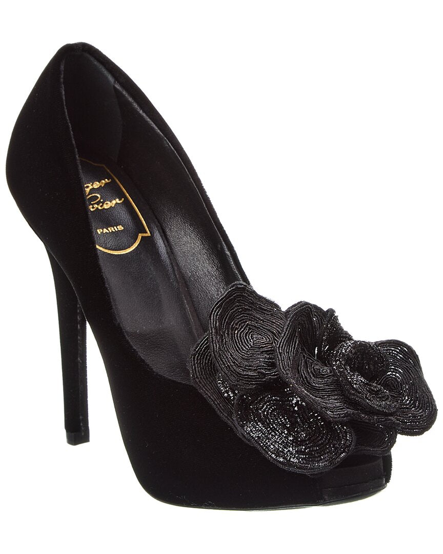 Бархатные туфли Roger Vivier, черный