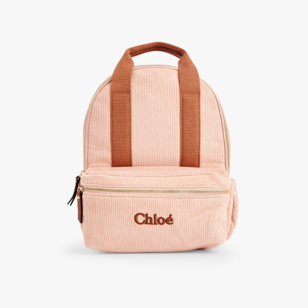 

Детский рюкзак из вельвета с фирменной вышивкой Chloe, розовый