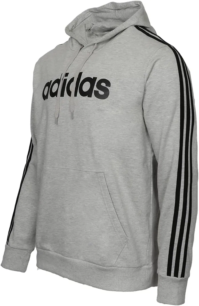 Мужская флисовая толстовка с капюшоном adidas Essentials с тремя полосками, бело-черная — фото 2