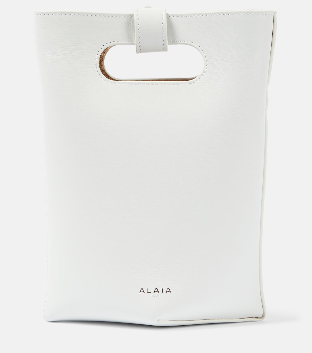

Маленькая кожаная сумка-тоут в сложенном виде Alaïa, белый