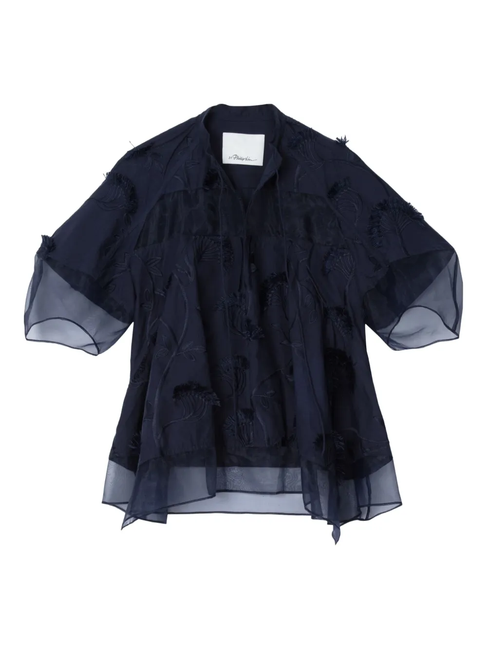 

Блузка с оборками и вышивкой 3.1 Phillip Lim, синий