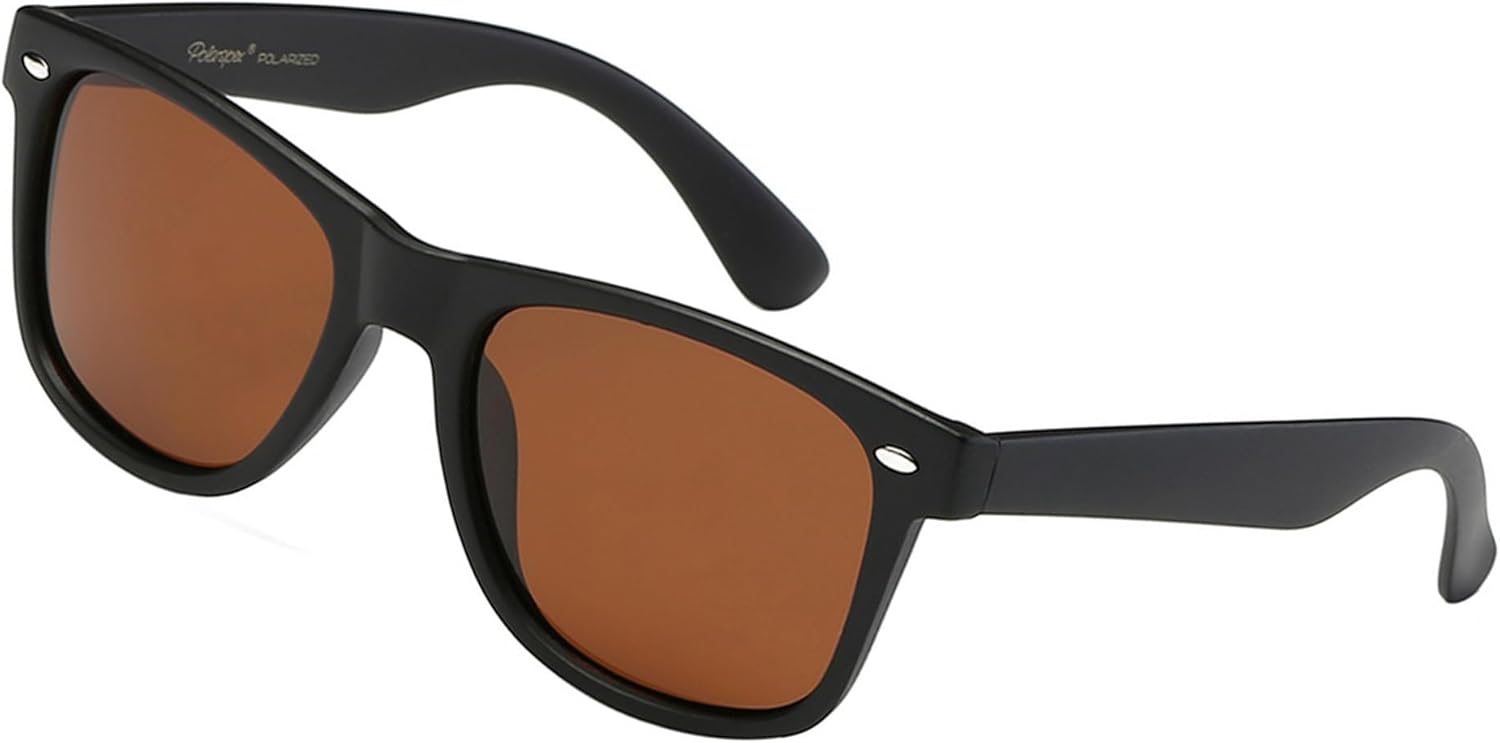 

Поляризованные солнцезащитные очки PolarSpex для мужчин и женщин – защита от УФ-излучения, прочные и легкие, в стиле ретро, ​​идеально подходят для вождения и рыбалки, Matte Black | Amber Driving