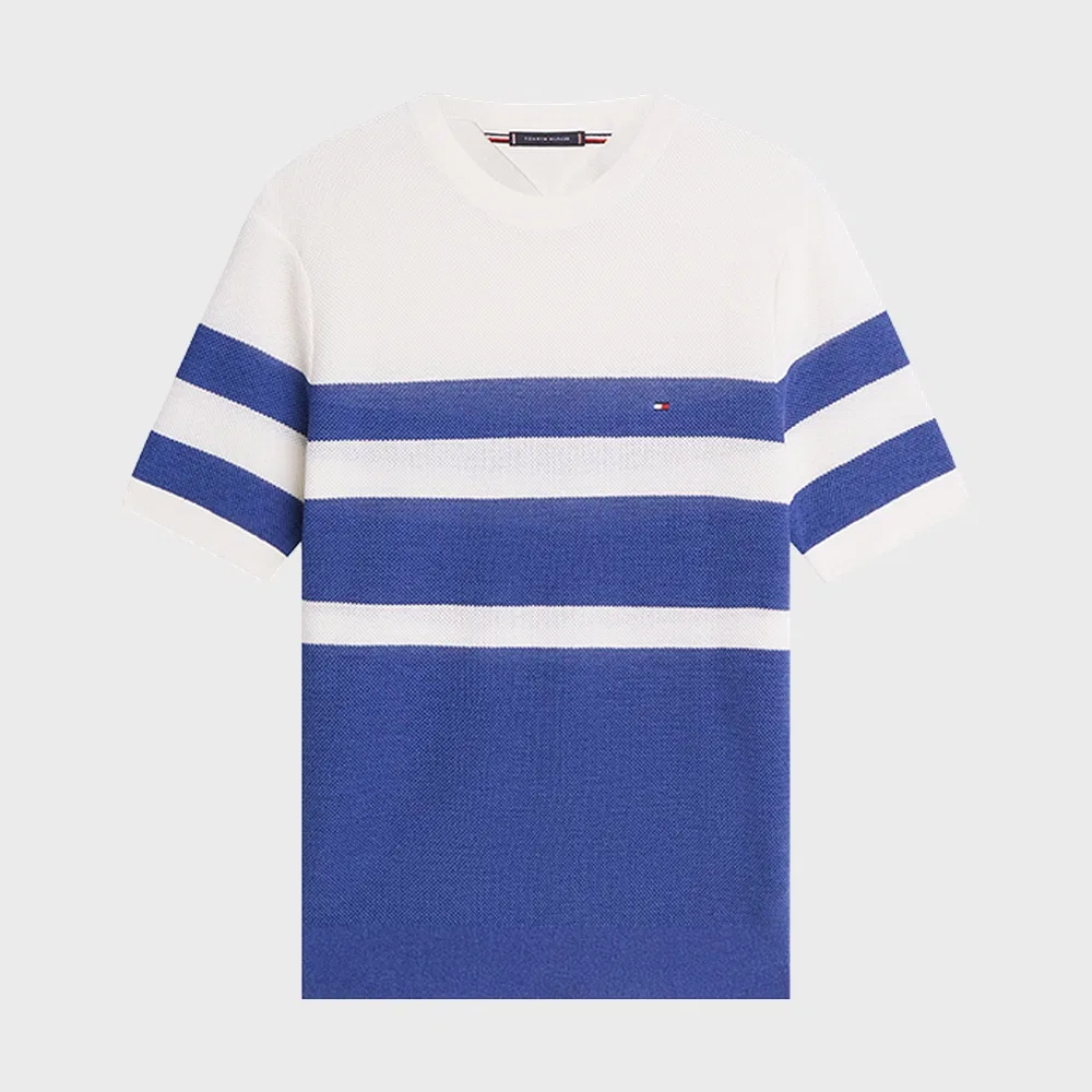 Мужской летний свитер с цветовыми блоками синий от Tommy Hilfiger