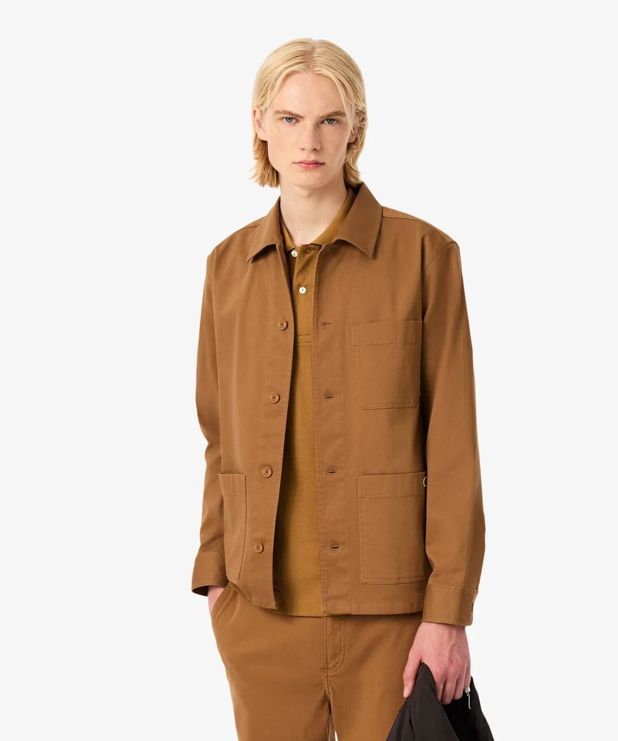 Куртка-рубашка Lacoste оверсайз из вельвета, цвет верблюжий