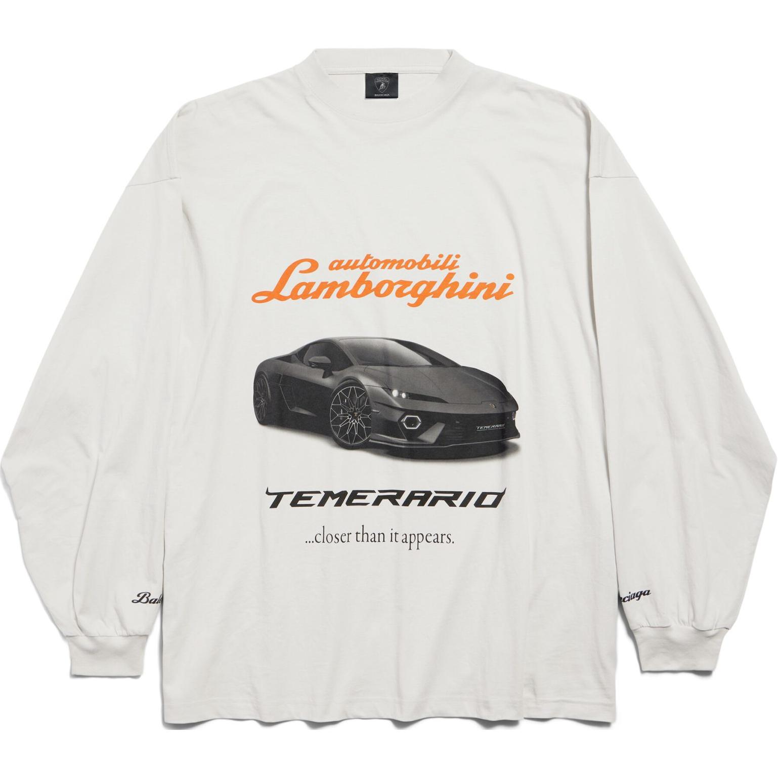 Balenciaga X Automobili Lamborghini T Shirt Loose Fit Unisex Dirty White — фото 2