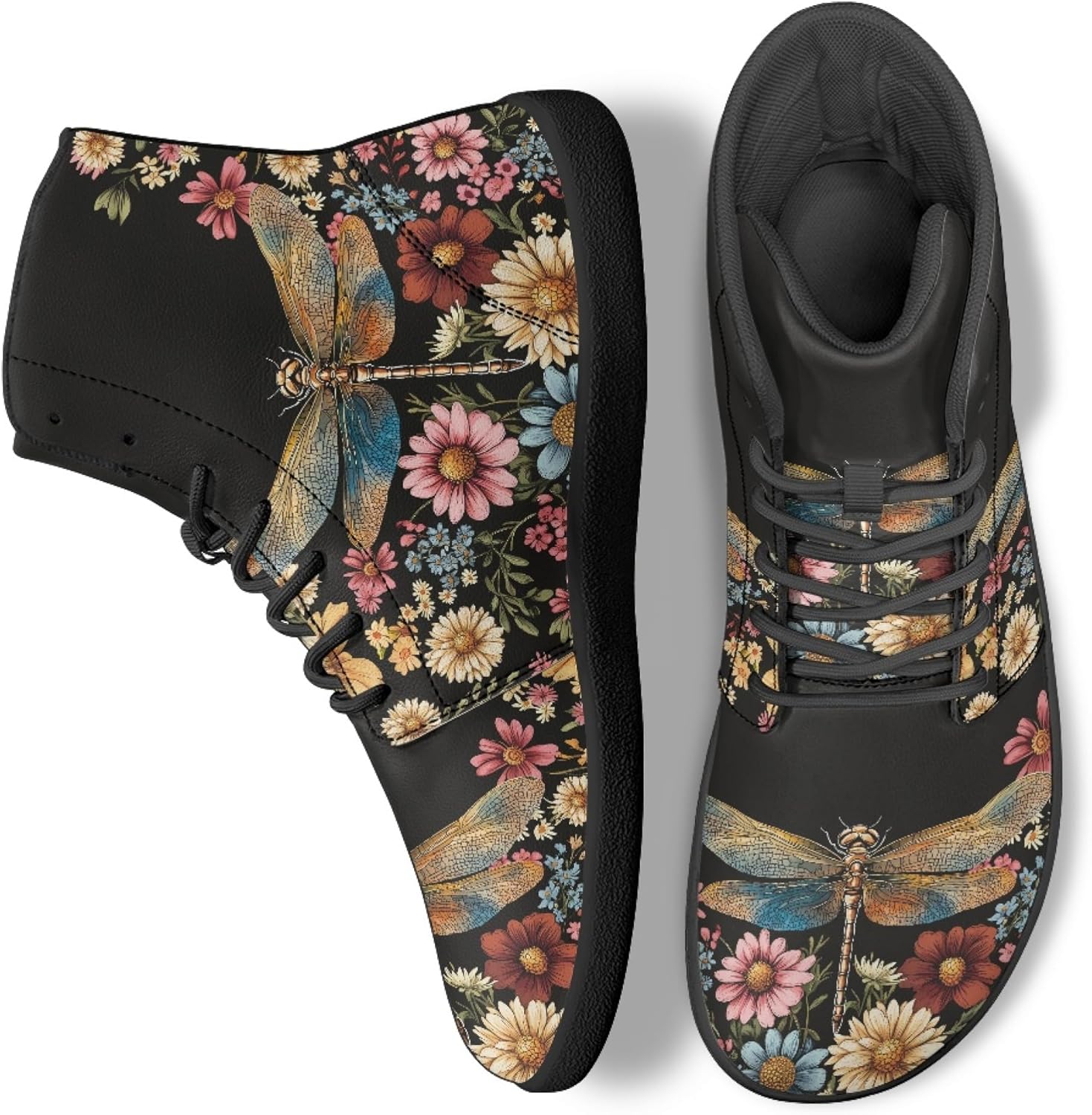 

Кроссовки Novelty Print на высокой подошве для мужчин и женщин, повседневные обувь на шнуровке, босоножки Arleeorkee, Dragonfly Blossoms