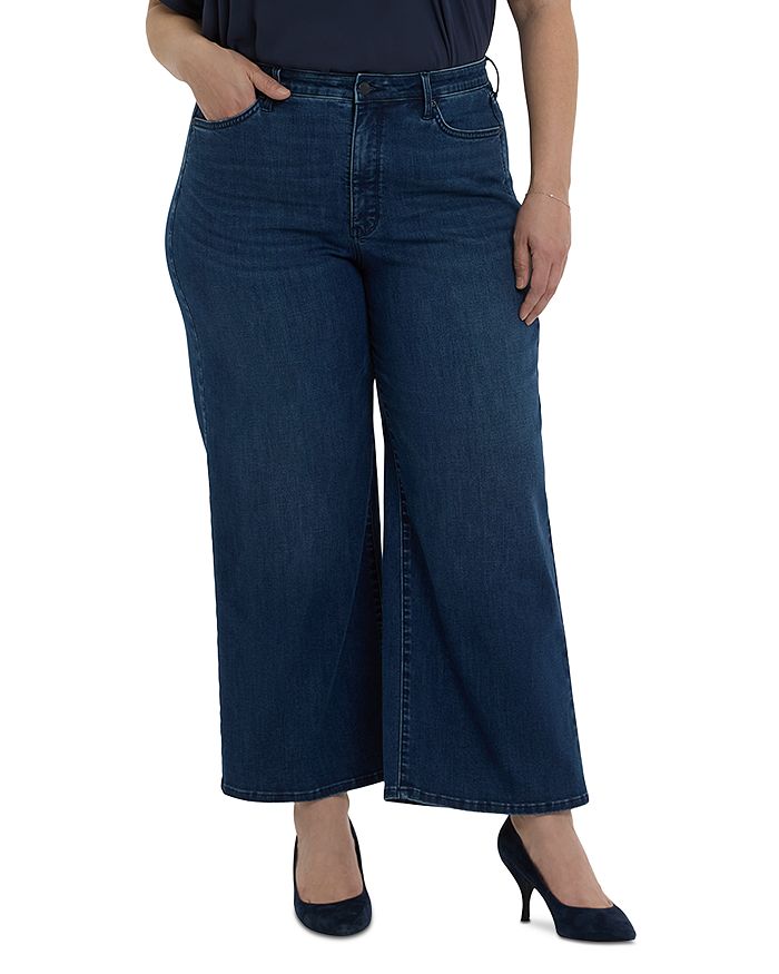 

Брюки Brodi High Rise Wide Leg с завышенной талией и расклешёнными штанинами до щиколотки, цвет Ibiza Blue NYDJ Plus, синий