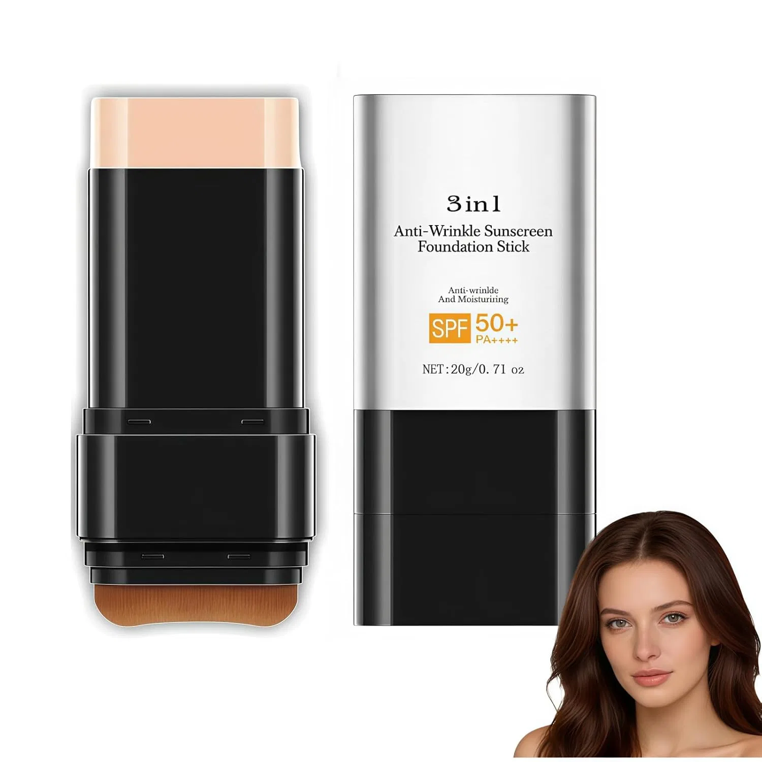 Тональный стик Faccelove 3-в-1 с кистью и SPF 50, 20 г Generisch