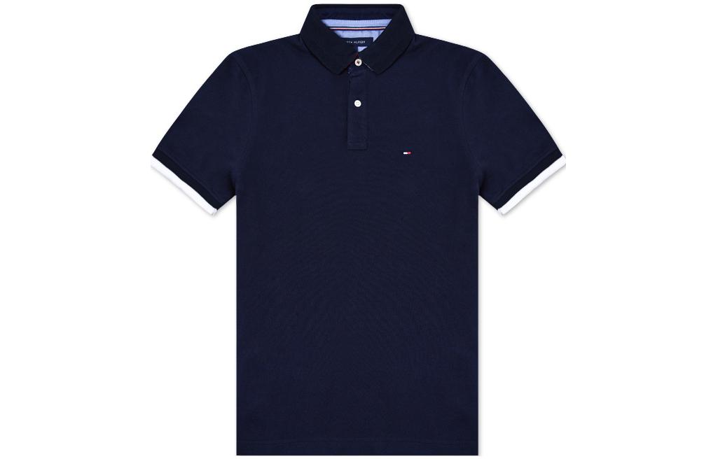 Tommy Hilfiger Мужская поло темно-синего цвета — фото 3