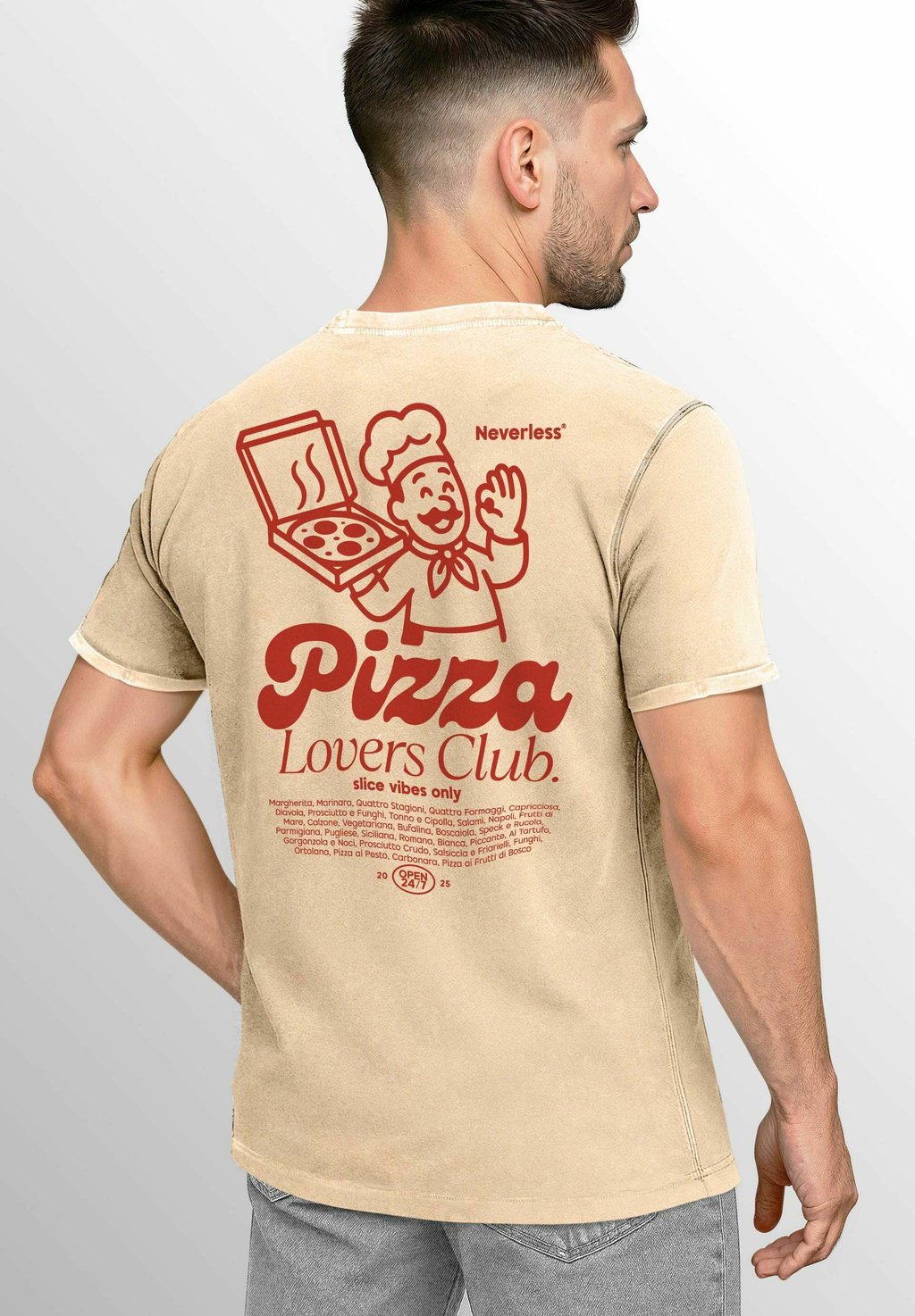 

Футболка с принтом VINTAGE BACK PIZZA GRAFIK Neverless, бежевый