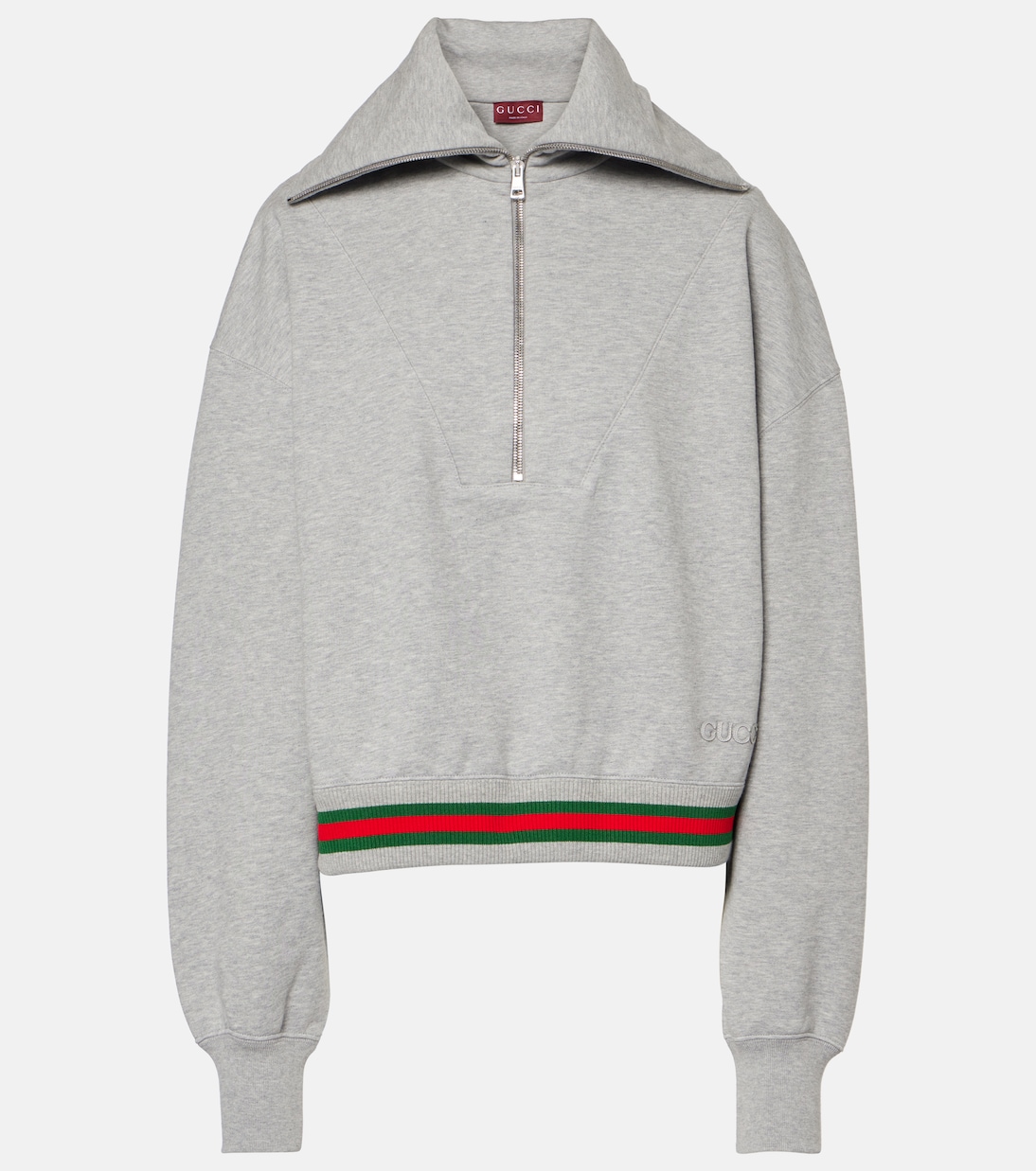 

Хлопковый джерси свитшот Web Gucci, Grey Melange/Mix